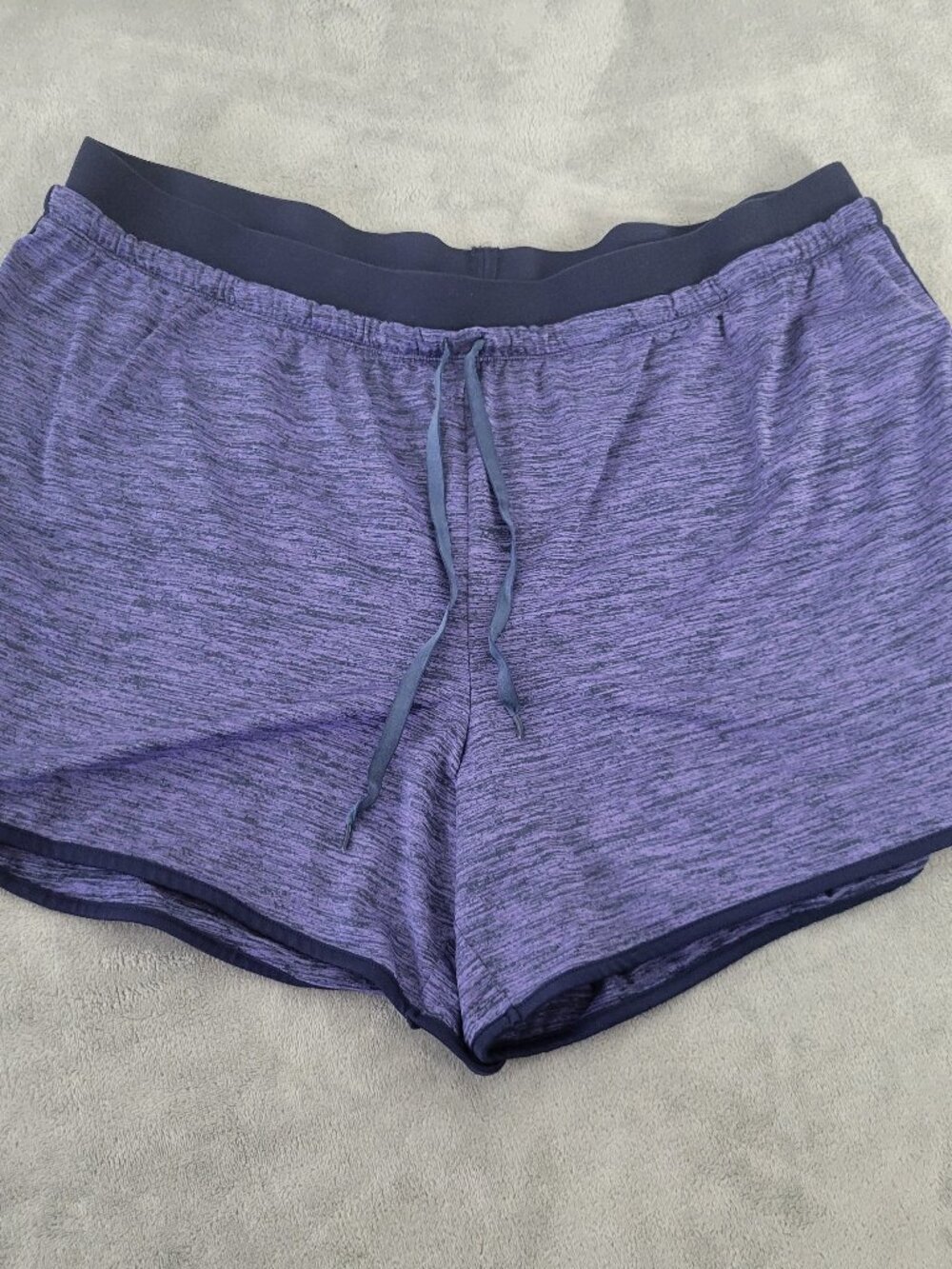 Tek Gear DryTek Womens Shorts‎ 2X Blue Heather Plus Stretch Drawstring BLU259E